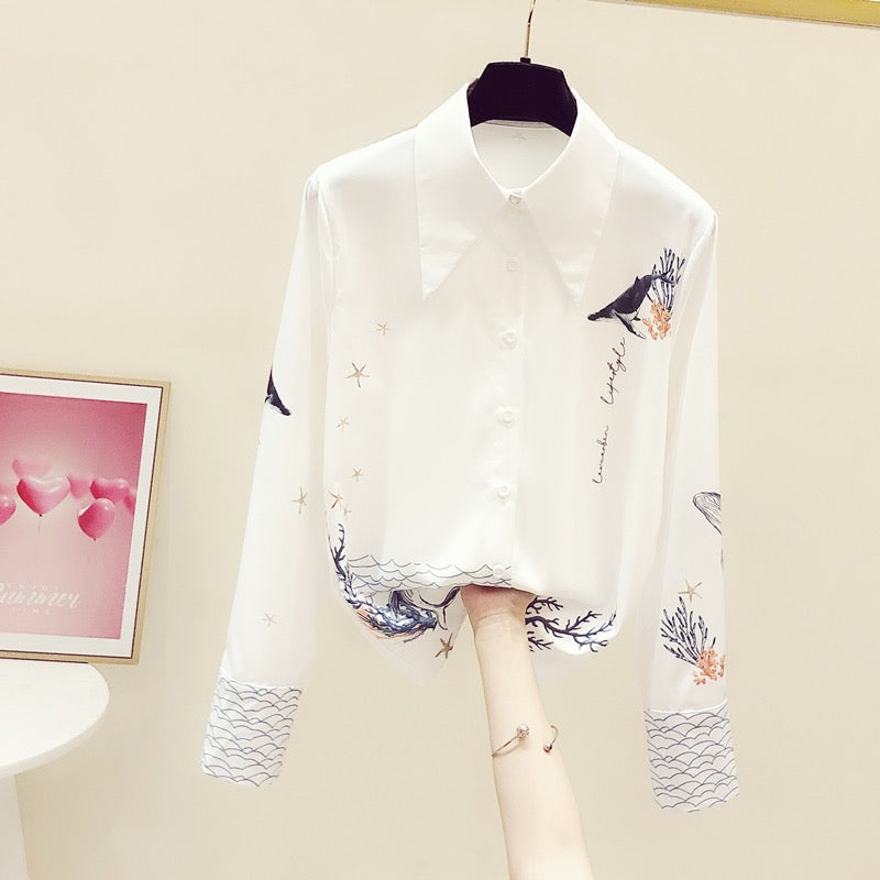 2022 Early Autumn New Style Shirt Women's Design Sense Niche Long-sleeved Versatile Top Fashion Temperament High-end Shirt