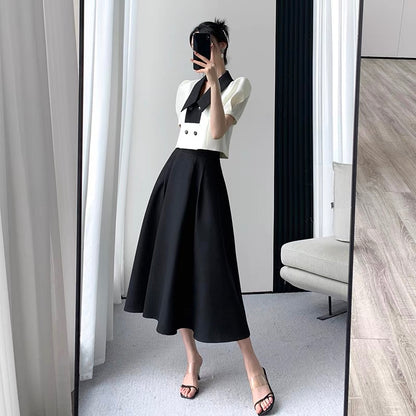 FT GUOGE small fragrance suit female 2022 summer new high-end French retro fashion skirt two-piece set