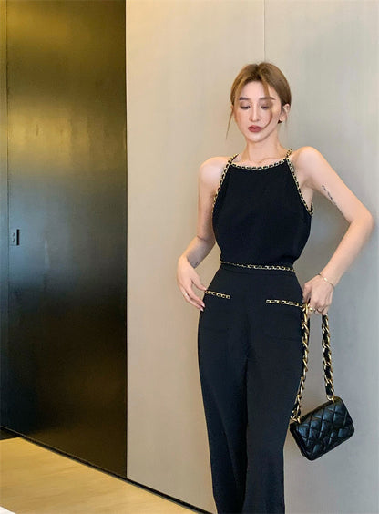 Black temperament camisole women's summer 2023 new hot girl inner wear sleeveless high-quality slim top outerwear 1985