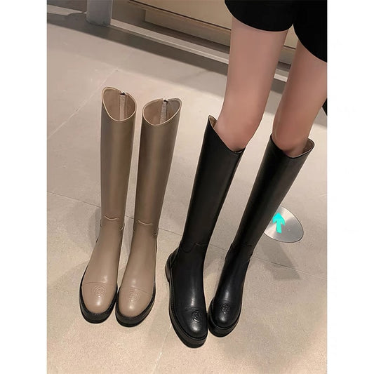 [Mr. Jimmy] Xiaoxiangfeng camellia boots women's autumn and winter 2022 new elephant gray boots women's knight boots
