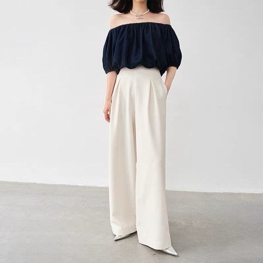 WANGXO high-waisted wide-leg pants women's 2022 summer new thin section loose and thin casual pants long pants trendy