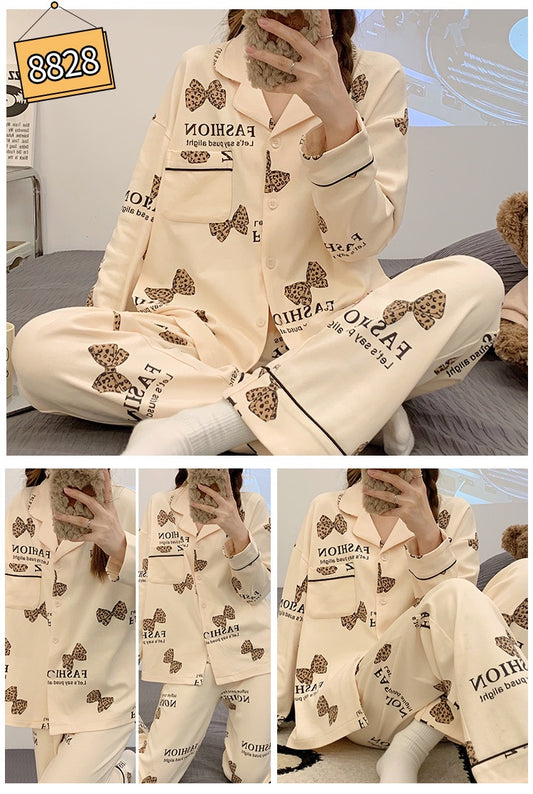 Women's pajamas spring and autumn summer style 2022 new cotton long-sleeved autumn and winter style girl net red style home service suit