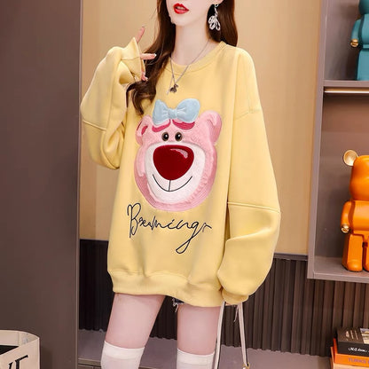 Fleece and thickened sweater women's 2022 new autumn and winter hot style fashion western style age reduction Internet celebrity loose design top