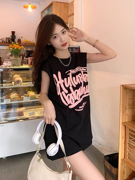 Bottoms missing design sense T-shirt women's summer 2022 new sweet hot girl chic sleeveless mid-length vest top