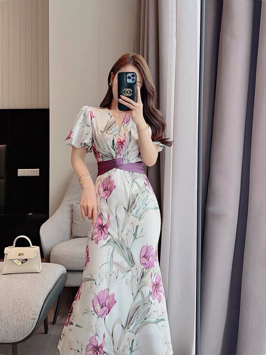 Miss Dong high-end custom dress 2022 new women's summer French high-end sense waist mid-length fishtail skirt