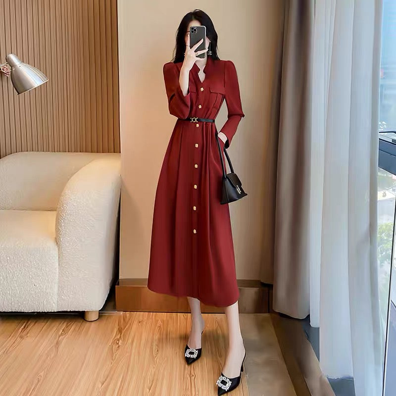 Autumn dress new high-end women's cold wind autumn dress temperament goddess fan long-sleeved shirt skirt early autumn
