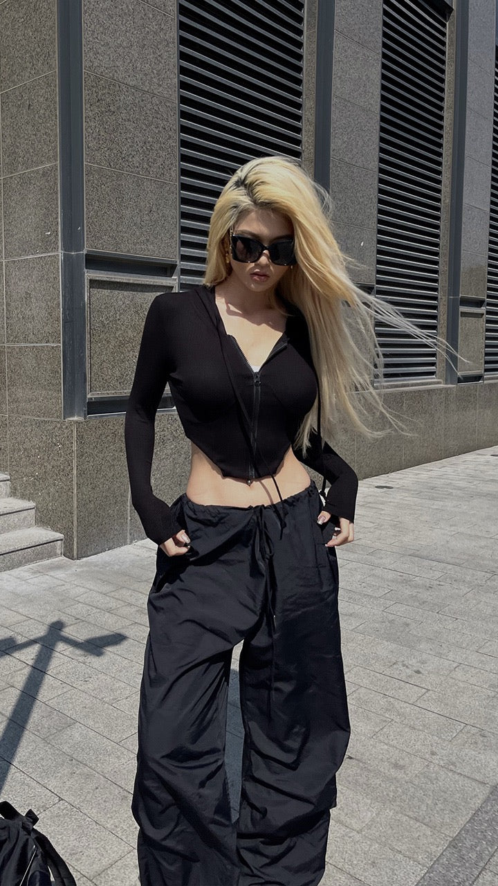 Jing Ye Sports and fitness hooded short jacket women's spring new tight-fitting thin running yoga cardigan top