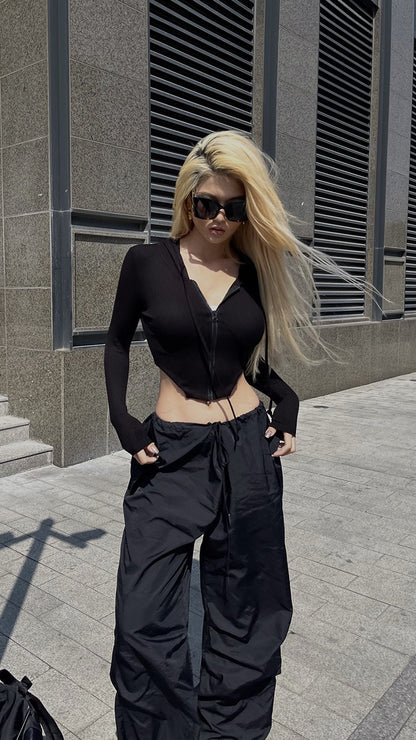 Jing Ye Sports and fitness hooded short jacket women's spring new tight-fitting thin running yoga cardigan top