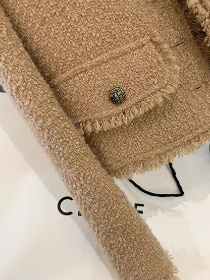 Khaki commuter single-breasted small fragrance suit jacket women's short style slimming celebrity 2022 autumn and winter new product tops