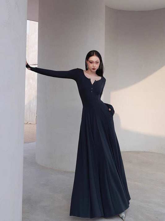 Xiaoli Swan Elegy knitted long-sleeved bottoming dress 2022 autumn and winter new high-end temperament goddess inner skirt