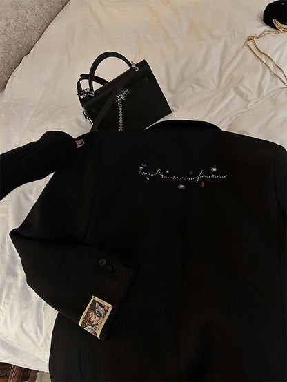 IN MIMIFACE shoulder pad woolen suit jacket women's autumn and winter casual loose high-quality suit jacket thickened