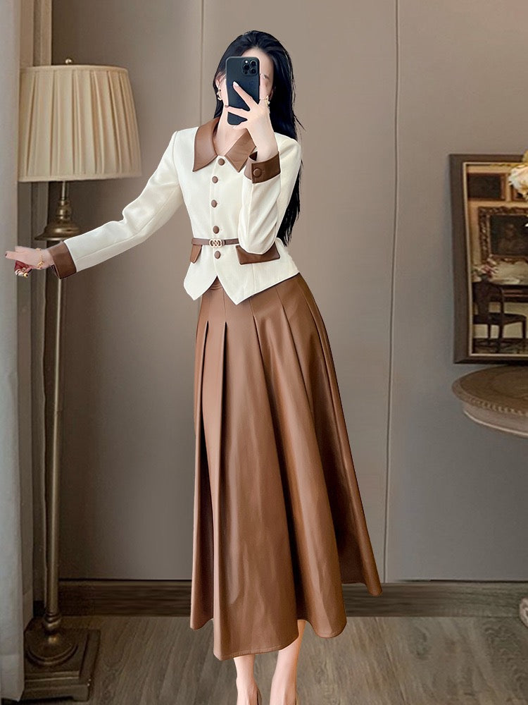 Small fragrant wind suit skirt spring women's 2023 winter new professional high-end fashion temperament celebrity two-piece suit
