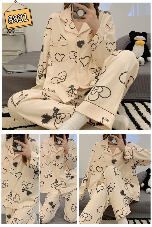 Women's pajamas spring and autumn summer style 2022 new cotton long-sleeved autumn and winter style girl net red style home service suit