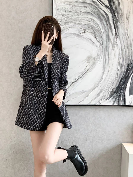 2022 spring new temperament loose and thin fashion high-end goddess fan design niche casual suit jacket