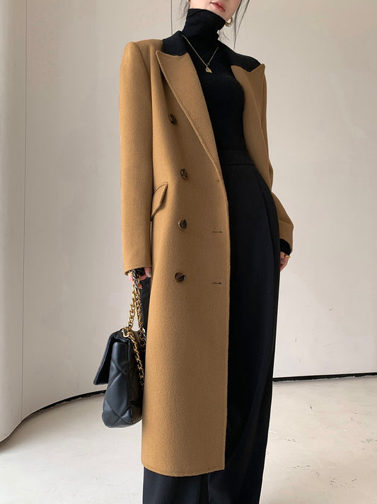 Guoge customized camel double-sided wool coat women's 2022 autumn and winter new high-end double-breasted woolen coat