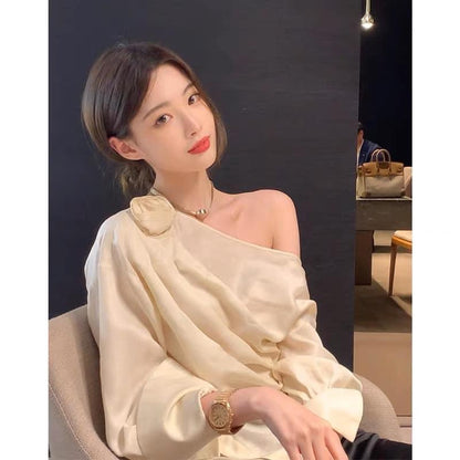 2ND STUDIOS off-the-shoulder top female celebrity temperament high-end 2022 autumn new niche royal sister fan