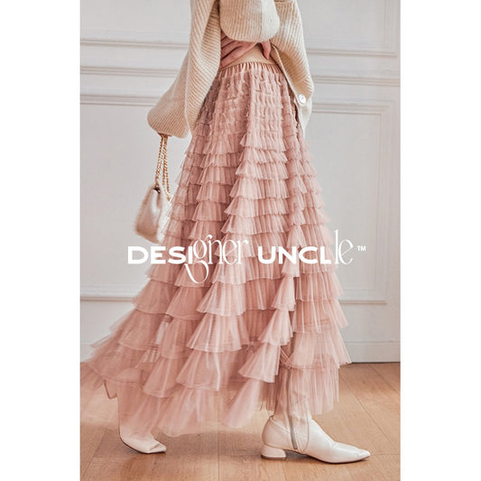 Designer Uncle Skirt Women's Autumn and Winter Retro Gentle Style Mesh Cake Dress is Popular This Year