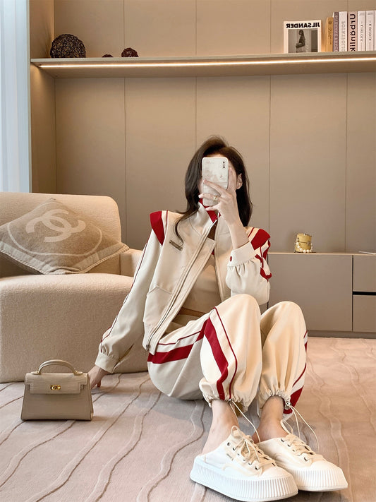 Casual fashion suit women's autumn and winter 2022 new temperament high-end western style fashionable sports pants two-piece set