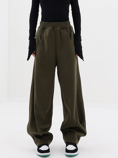 KEN STUDIO winter thickened sports pants women's autumn and winter woolen pants wide-leg pants casual pants banana pants pants