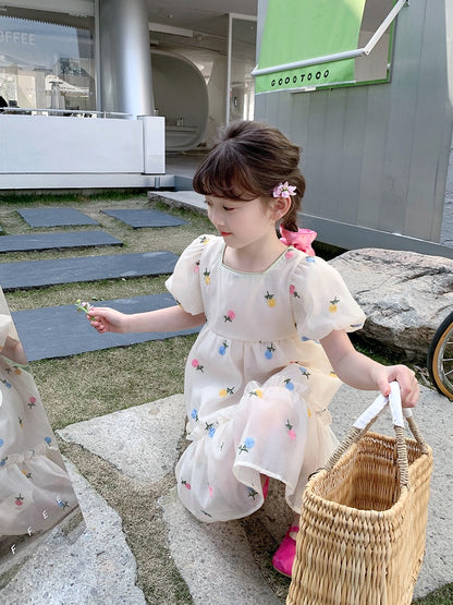 Girls Dress 2023 New Summer Dress Children's Korean Version Loose Sweet Embroidered Dress Baby Summer Fashionable Western Style