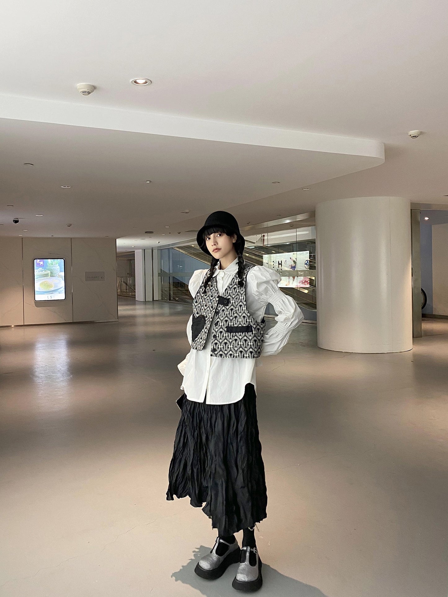 ddgirl spring white rose / age-reducing careful machine design bubble petal sleeve niche long-sleeved white shirt