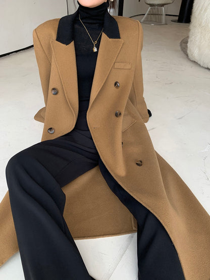 Guoge customized camel double-sided wool coat women's 2022 autumn and winter new high-end double-breasted woolen coat