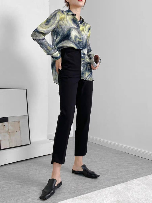 GUS/manpower B prepared!  Foot opening careful machine classic casual pants women's 2022 new nine-point cigarette pants