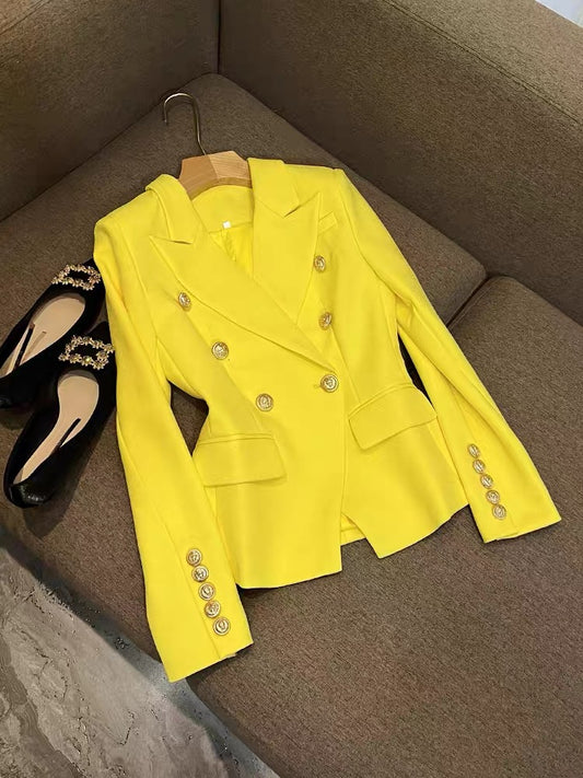 European goods beautiful fashion linen tops niche design women's suits slim short temperament custom suits 6575