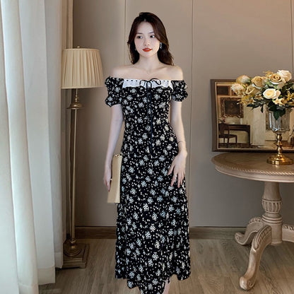 Tea break French floral dress women's summer 2023 summer new seaside vacation celebrity temperament thin skirt