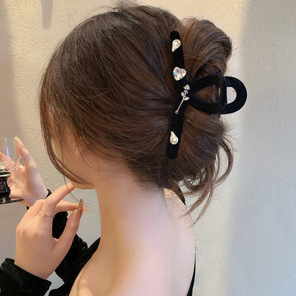 Lazy Weekend ~ Autumn and Winter Flocking Flashing Diamond Large Hair Accessories Barrette Female Back of the Head Shark Clip Clip Headwear