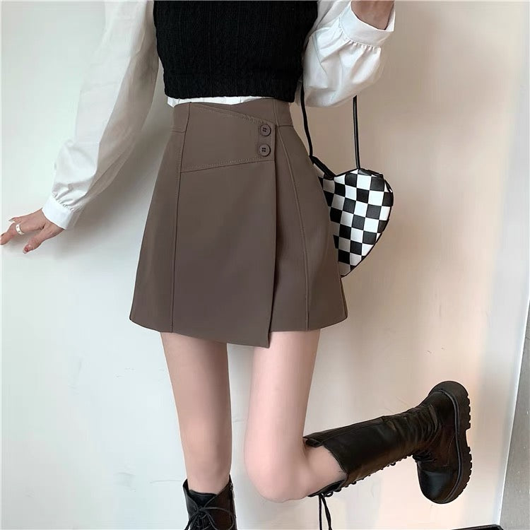 Black skirt female spring and autumn small tall waist a-line skirt 2022 new design sense niche shorts skirt