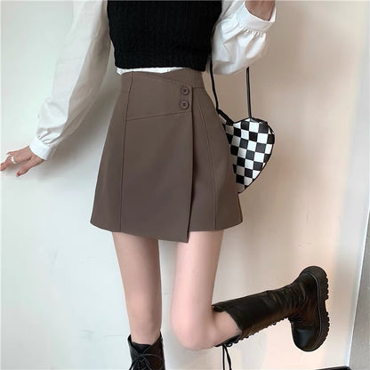 Black skirt female spring and autumn small tall waist a-line skirt 2022 new design sense niche shorts skirt