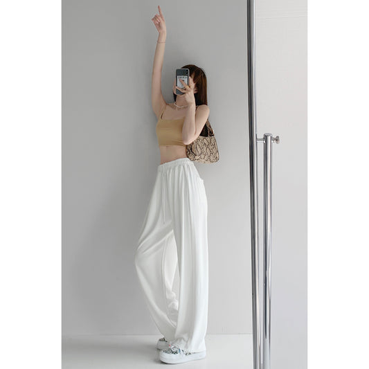 Sweet Cool Spice Girls Loose Drape Sweatpants Spring and Autumn Style Elastic Waist Leg Pants Look Thin High Waist Straight Leg Sweatpants
