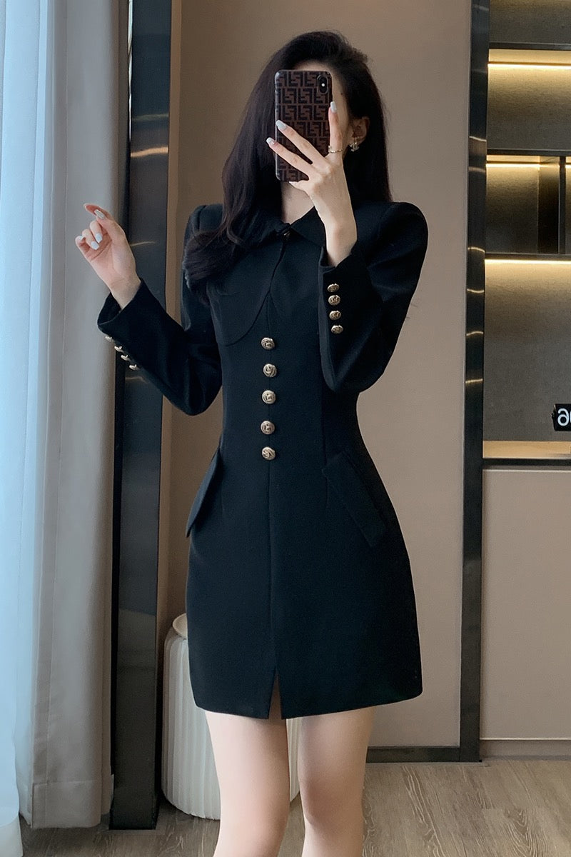 French Hepburn style black suit skirt female 2022 autumn and winter new high-quality small slim slim dress