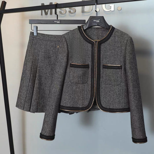 Miss DG celebrity small fragrance suit fashion age-reducing short coat all-match slim slim skirt two-piece set 1712