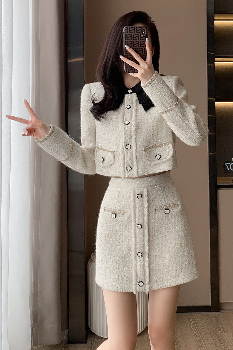 Small fragrant wind suit skirt women's autumn and winter 2022 new women's clothing small high-end temperament celebrity two-piece suit
