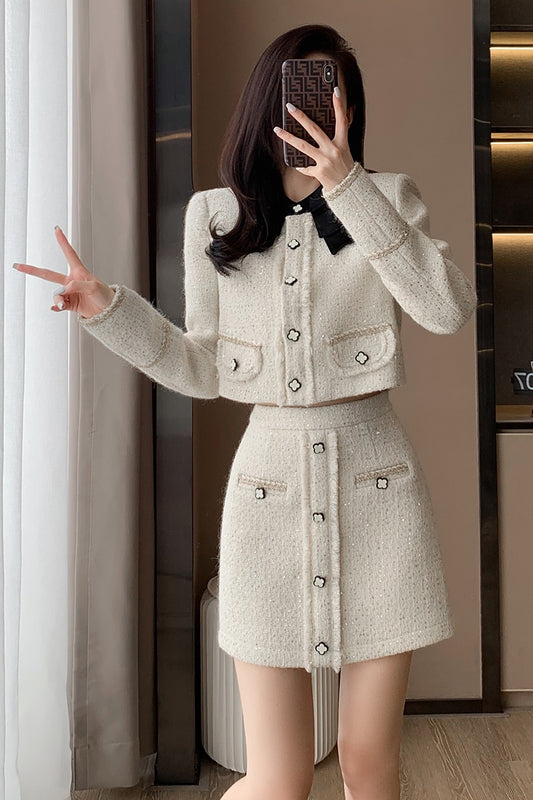 Small fragrant wind suit skirt women's autumn and winter 2022 new women's clothing small high-end temperament celebrity two-piece suit