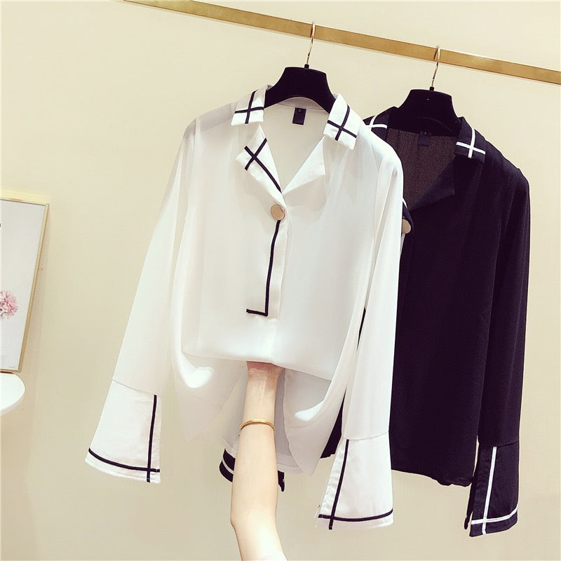 Shirt women's new 2022 early autumn design sense niche French chic white shirt women's long-sleeved Hong Kong style high-end sense