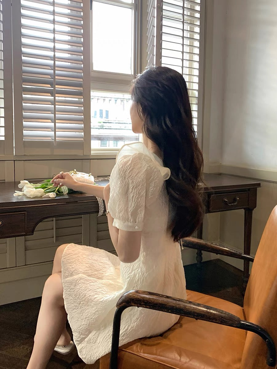 GUOGUOWOMEN Guoguojia solid color simple wood ear decorative textured fashion retro all-match dress 14