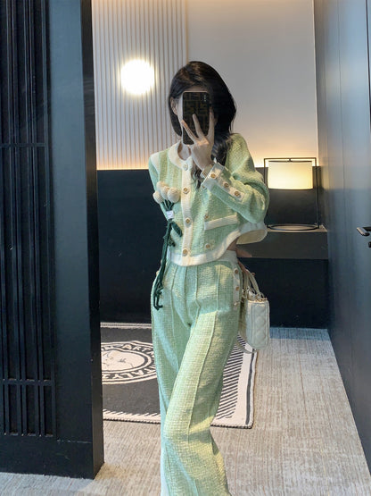 MUEL Xiaoxiangfeng suit women's winter clothes 2022 new fashion celebrity temperament high-end wide-leg pants two-piece set