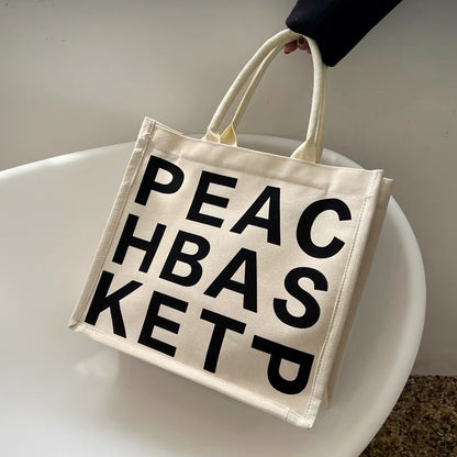 Canvas bag women's summer 2022 new ins super fire letters large capacity tote bag handbag book shopping shoulder bag
