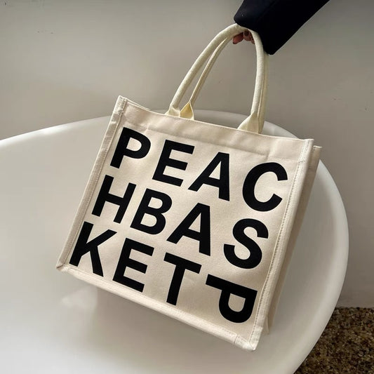 Canvas bag women's summer 2022 new ins super fire letters large capacity tote bag handbag book shopping shoulder bag