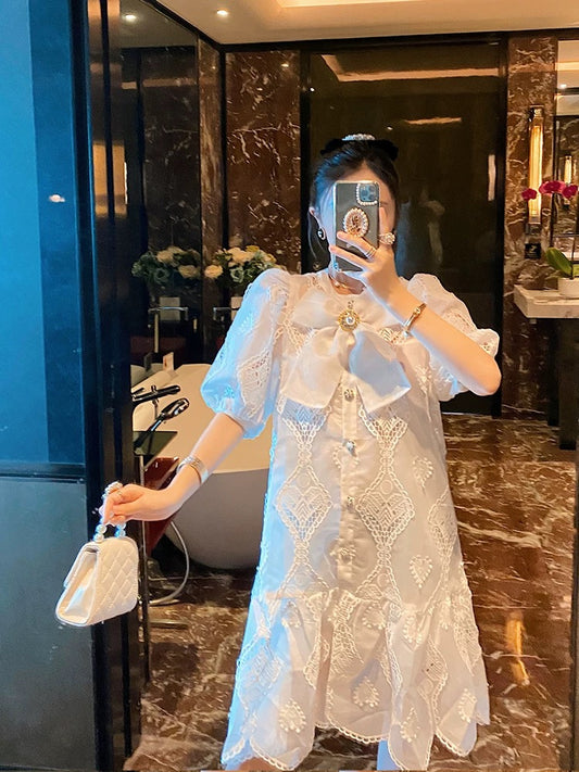 BETTER LS celebrity temperament bubble sleeve small fragrance dress female summer small loose skirt fairy skirt