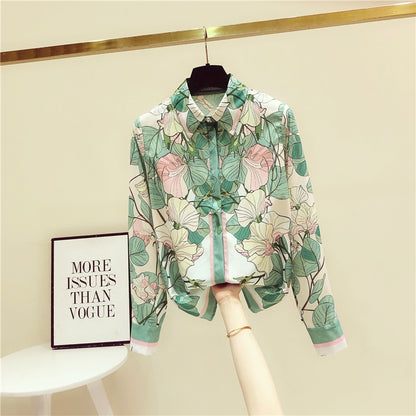 Brand counters withdraw cabinet clearance foreign trade cut label heavy printing fashion foreign style age reduction mulberry silk shirt long-sleeved women
