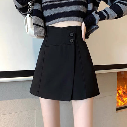 Black skirt female spring and autumn small tall waist a-line skirt 2022 new design sense niche shorts skirt