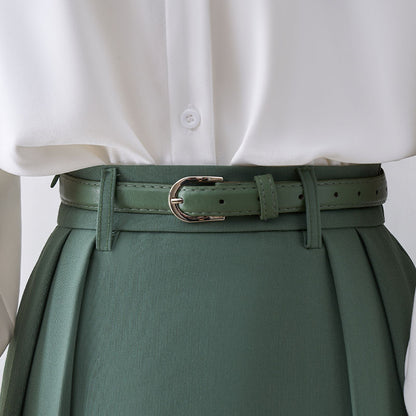 Skirt female small man 2022 spring new high waist slim mid-length a-line skirt big swing umbrella skirt casual