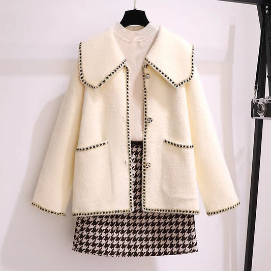 Xiaoxiangfeng autumn suits women's 2022 autumn and winter new high-end temperament ladies western-style skirts two or three pieces