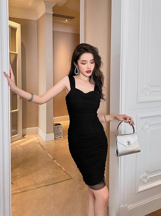 European station French elegant suspender dress high-end temperament celebrity goddess fan high-end gentle wind bag hip skirt
