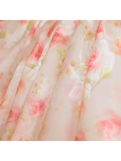 Girls dress summer dress 2023 summer new children's Korean style foreign style short-sleeved princess dress little girl mesh skirt