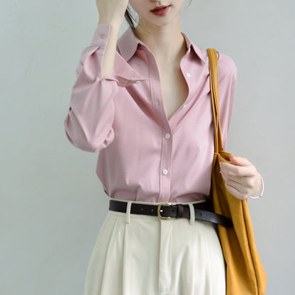 TRR trendy chic unique dark grid tender powder layered shirt blouse high sense top nice top foreign style